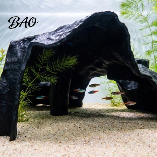 Aquatic Pet Accessories Aquarium Corner Hideout, under Gravel Betta Fish Cave Tunnel, Hideout Stone-Look Viewing Tunnel for Shrimp Tank Underwater
