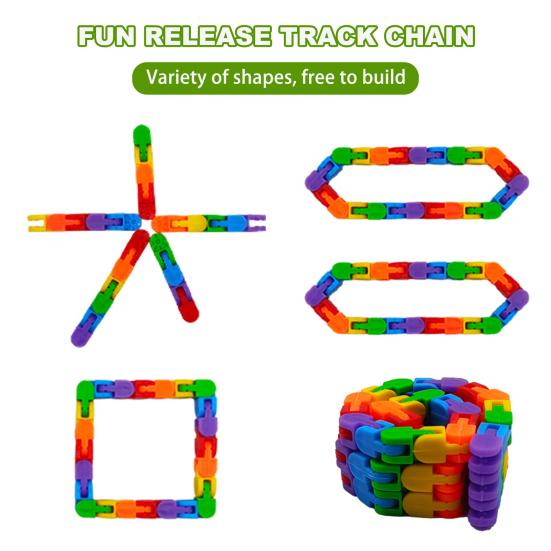 4Pcs Wacky Track Fidget Toy Stress Anxiety Relief Educational Rainbow Jointed Track Kids Teens Adults Sensory Toy Goodie Bag Stuffer Party Favors