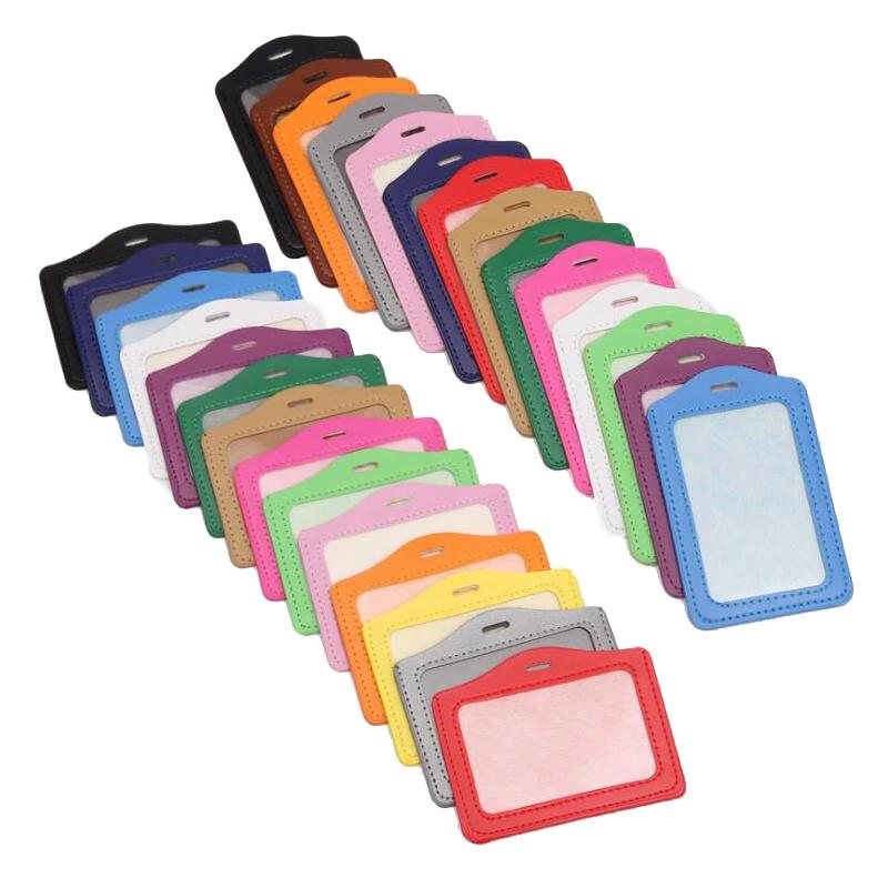 New Candy Color Card Holder Protect Cover Case Business Credit Card Work ID Card Badge Holder Office Supplies