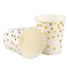 60pcs 9oz Paper Cups + 60pcs 7-inch Plates + 60pcs 9-inch Plates Set of 180pcs Disposable Drinkware & Dishware with Golden Polka