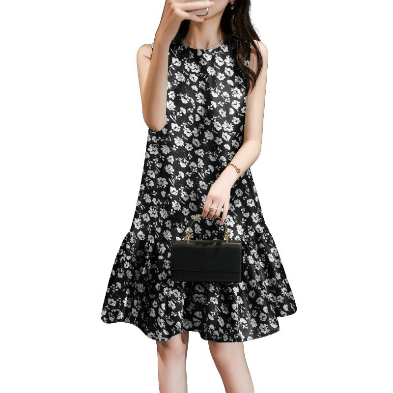 

ZANZEA Женское летнее платье без рукавов с круглым вырезом и повседневным цветочным принтом 5XL тёмно-синий