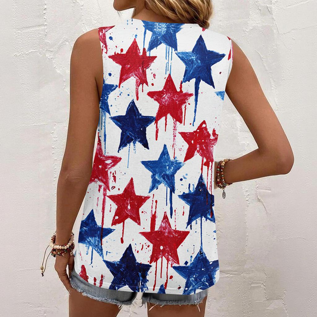 Square Collar Tank Top Women Print Tank Tee Casual Loose Fit Sleeveless Shirt