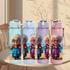 1PC Two Elderly Ladies Cartoon Print 750ml Color Plastic Sports Water Bottle Leakproof Flip Straw Lid Suitable for Sports Office Home Use