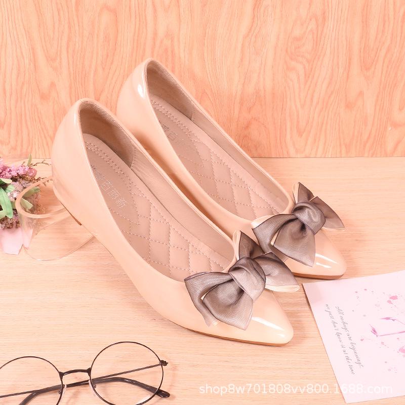 Women s 2026 Spring Patent Leather Wedge Heel Shoes - Pointed Toe  Hidden Height 38
