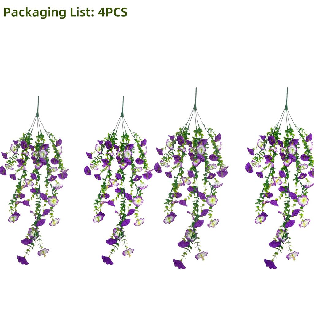 4pcs Artificial Hanging Trumpet Flowers -Outdoor Indoor Doorstep , Festive Home Accents, Floral Display Durable Flower Vines