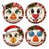Wooden Coasters for Drinks 4Pcs Christmas Snowman Coasters, Cute Face Drink Cup Party Tableware Mats, Heat Resistant UV Printed Wood Tabletop Holiday