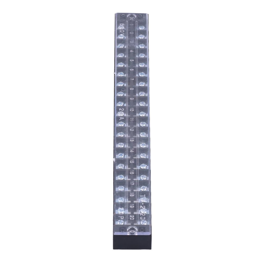 15pcs TB‑2520 Terminal Block 20 Position Dual Row 600V 25A Screw Terminal Strip Blocks