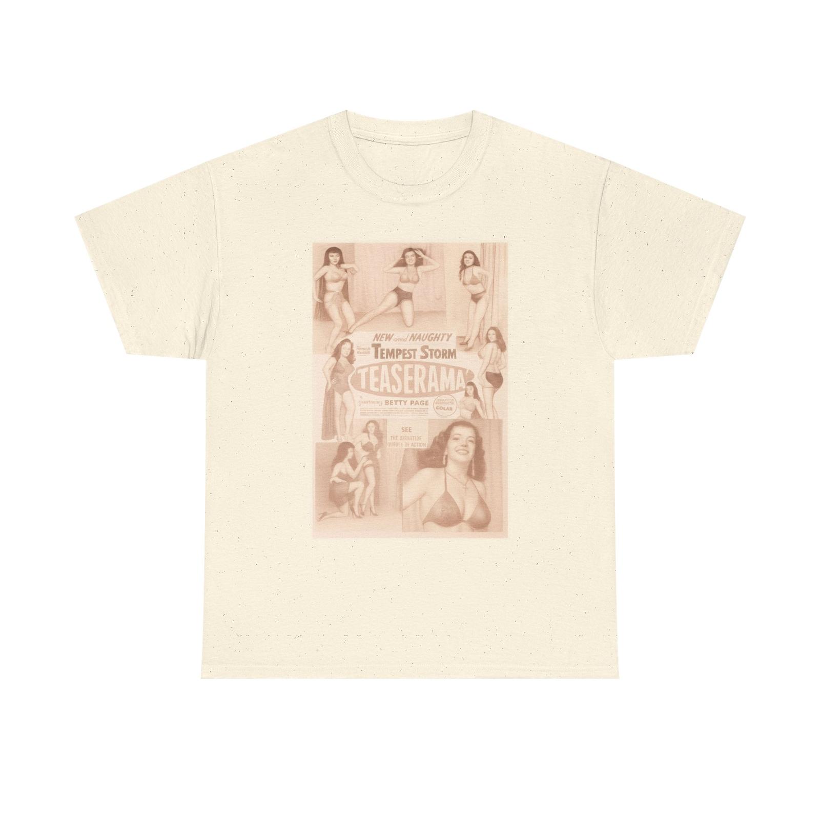 Vintage Teaserama Bettie Page Unisex Heavy Cotton Tee, Retro Shirt Casual Wear M