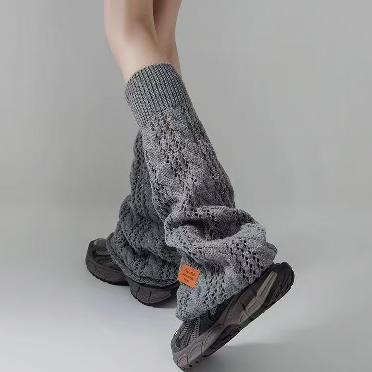 Spring Summer Japanese Spice Girl Hollow-out Leg Warmers for Women Knitted Breathable Calf Flared Student Slouchy Long Socks