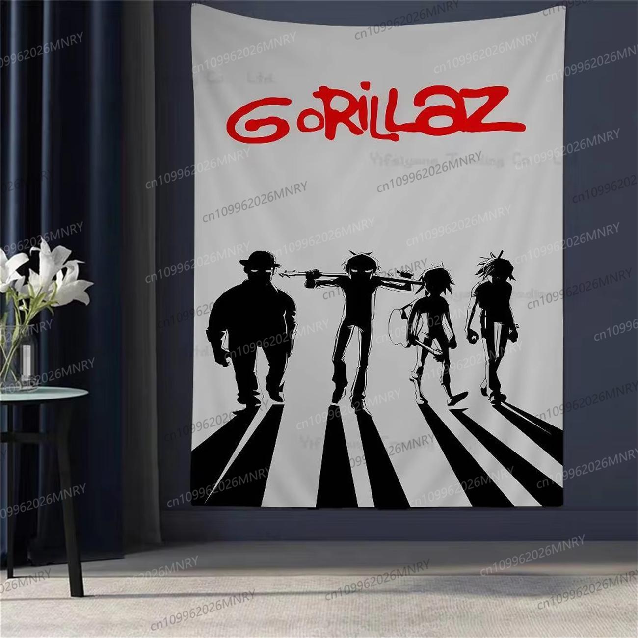 

Virtual Anime Rock Band Gorillaz Anime Tapestry Indian Buddha Wall Decoration Witchcraft Bohemian Hippie Wall Hanging Sheets 74x94cm(29x37in)