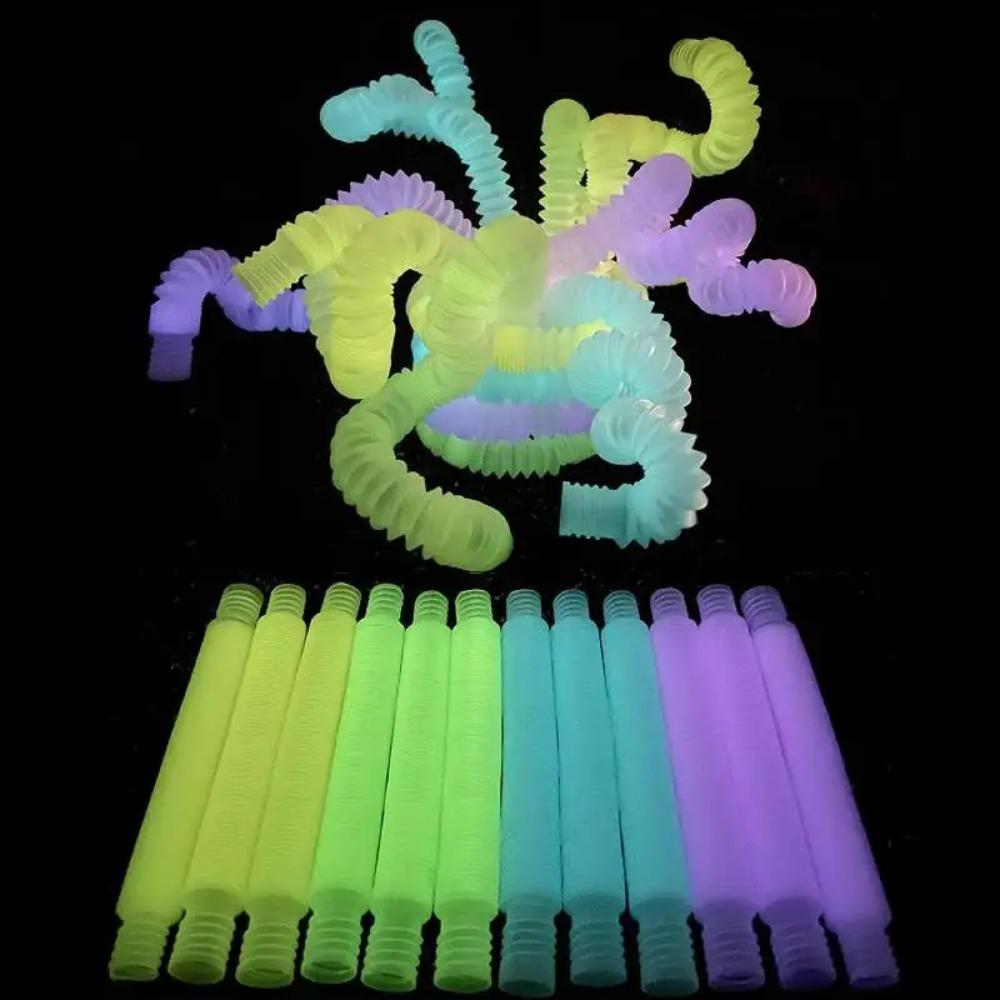 6 Stück Leuchtende Pop Tube Fidget Toys Stretch-Röhre Sensorisches Spielzeug Biegen Bauen Verbinden Spielzeug Für Kind Mädchen Junge Stress Autismus ADHS Angst