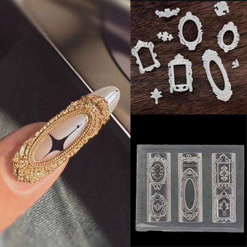 European Retro Photo Frame Shape Silicone Nail Mold Nail Stamping Nails DIY Nail Salon Design Stereoscopic Manicure Art Tool