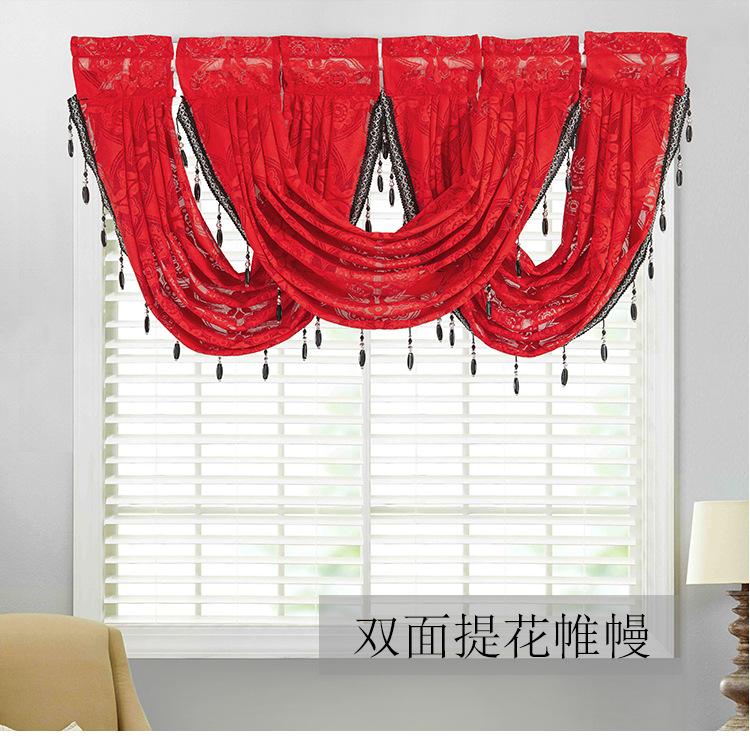 

Кружевная занавеска с эффектом деформации Черная Красная Маленькая занавеска Кухонная занавеска Готовая занавеска Занавеска на кулиске 145*94 красный