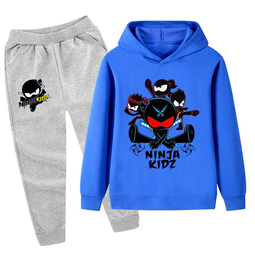 PB1170 Kids Boys Girls NINJA KIDZ Print Outdoor Long Sleeves Hoodie Pants Outerwear Sets