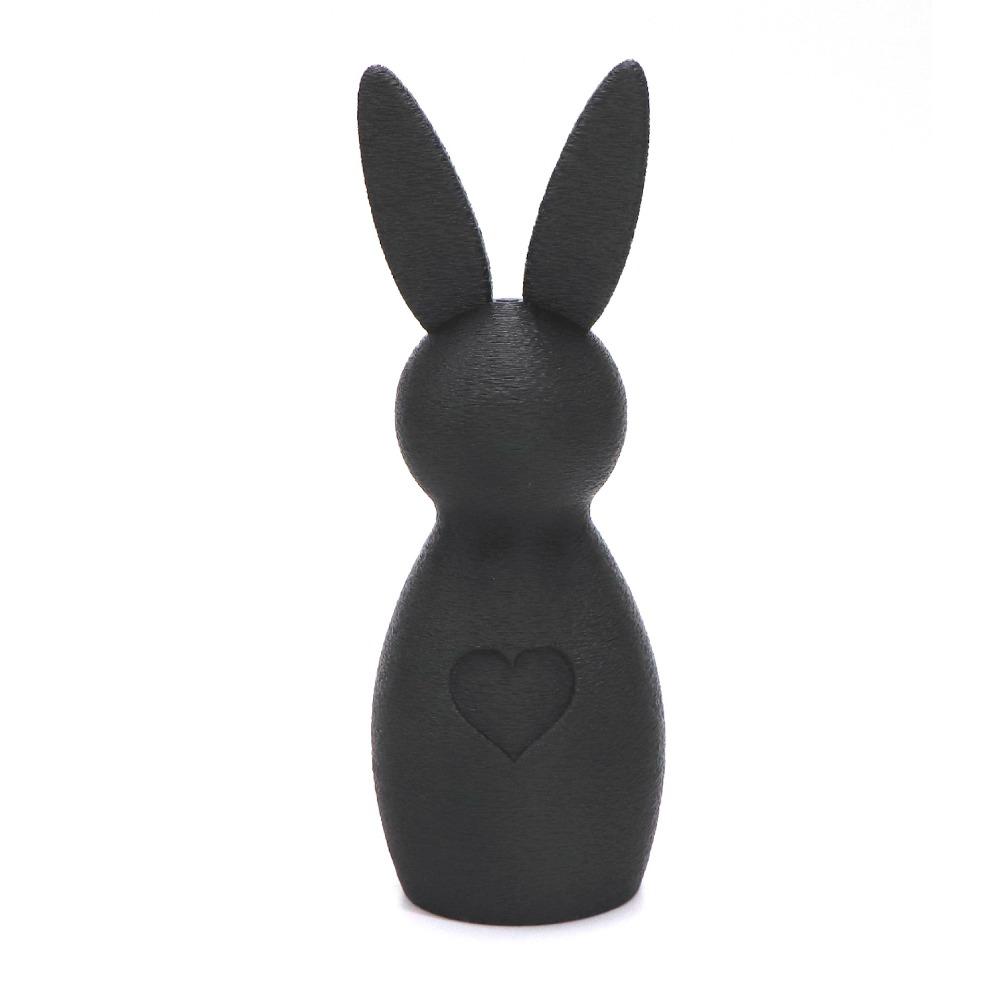 Cute 3D Printed Rabbit Ornament Cartoon Heart-Shaped Easter Bunny Ornament Colorful Easter Bunny Figurine Desk Bookshelf чёрный