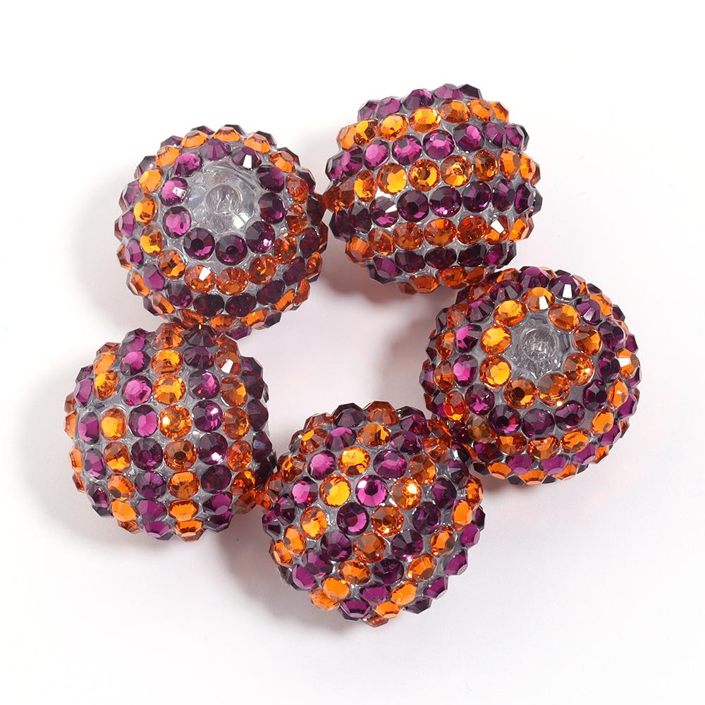 5pcs 20mm Rhinestone Resin Ball Beads Colorful Stripe Round Loose Beads For Jewelry Making DIY Bracelets Phone Chain Keychain