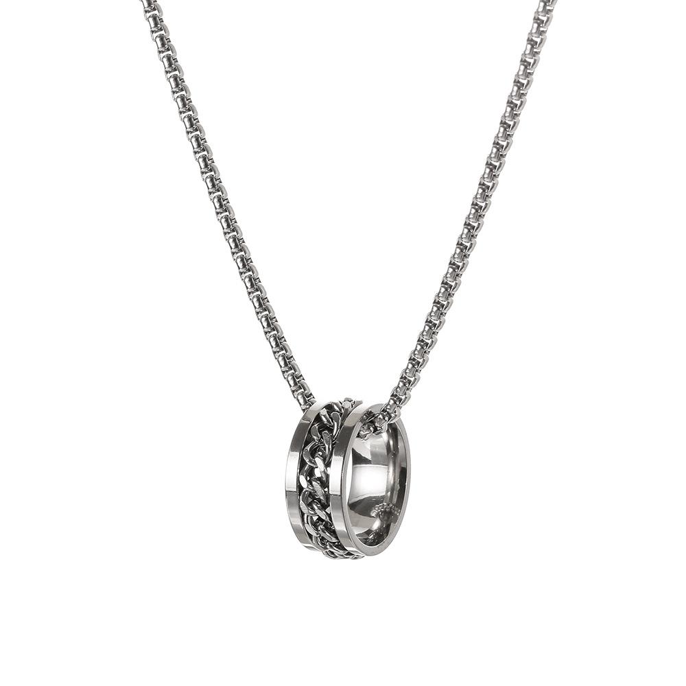 Open Wine Bottle Opener - Rotating Ring Necklace for Men, Also Suitable for Women. Hip-hop Style Personalized Pendant.