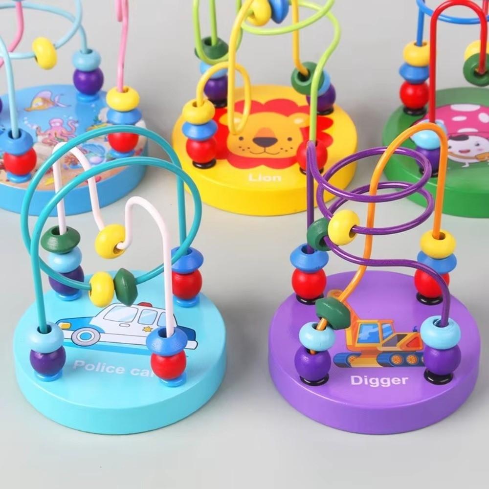 Wooden Roller Coaster Educational Circle Toy Colorful Bead Maze Toy Cartoon Small Beaded Toys