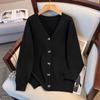 Plus Size Women's Loose Knit Cardigan Sweater for Bust 150-160 cm