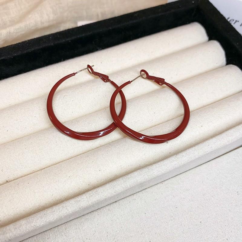 Silver Needle Plain Ring Ankola Red Oil Drop Earrings Exaggerated Design Earrings Korean Simple Temperament Earrings Women