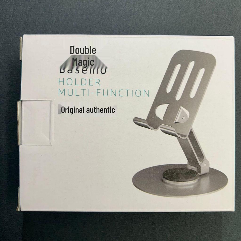 All-Metal Rotating Phone Stand for Desktop: Ideal for Live Broadcasts and Watching Dramas.