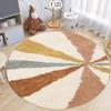 Modern Home Decor Abstract Floral Round Rug Vintage Flower Pattern Carpet Soft Non-Slip Floor Mat for Living Room Bedroom