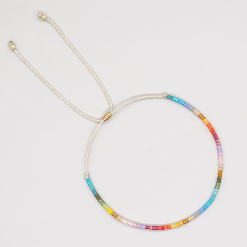 Colorful Boho Handmade Beaded Bracelets Seed Bead Stackable Strand Friendship Bracelet Summer Beach Vacation Jewelry Gift
