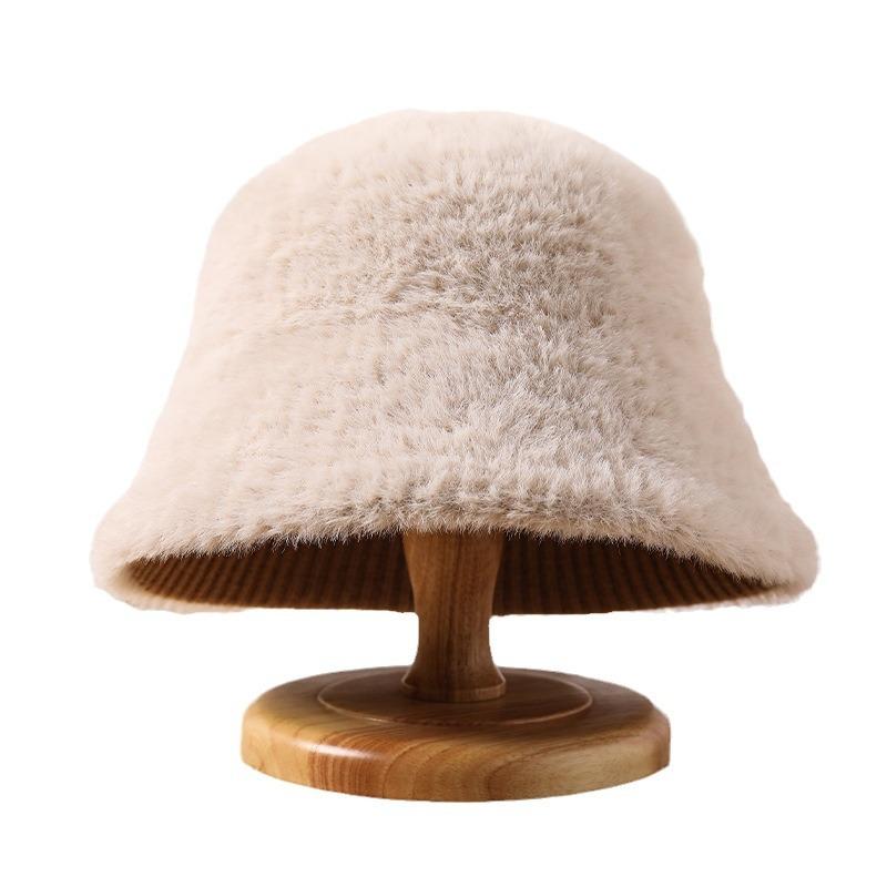 Hat Women's Winter New Plush Bucket Hat Warm Imitation Mink Fashion Versatile Bucket Hat