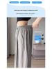 Pantalones de Verano para Mujer de Cintura Alta y Pierna Ancha: Ligero, Texturizado, Casual de Mezcla de Lino Estilo Japonés