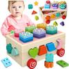 Sorter Kształtów Drewniana Kostka Edukacyjna Na Kółkach Klocki Montessori