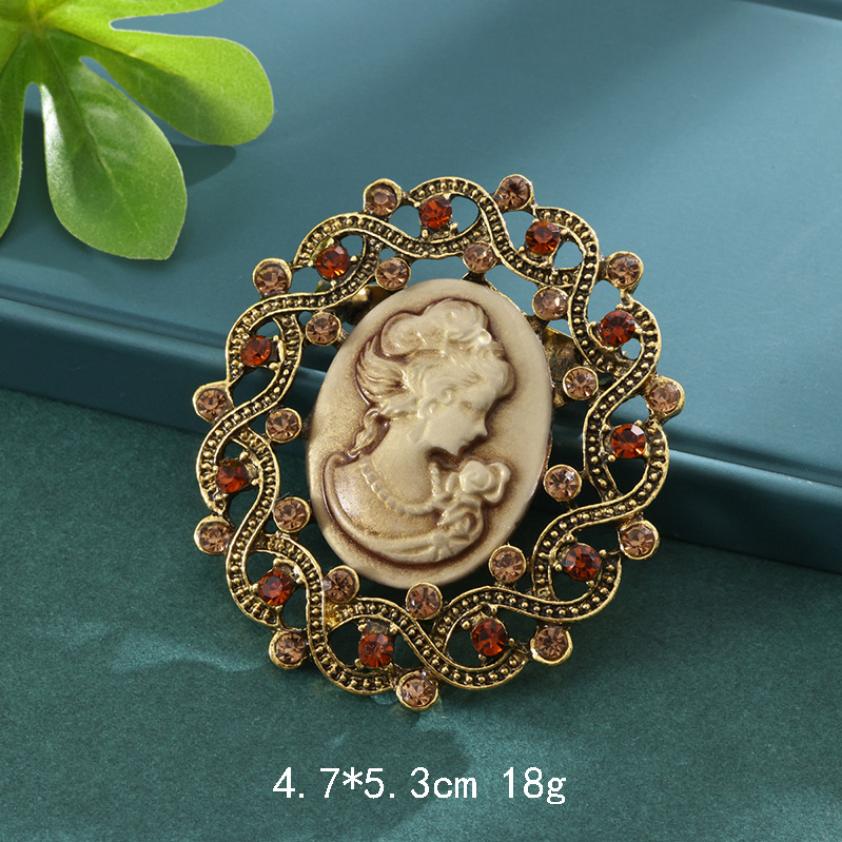 Vintage Victorian Cameo Elegant Queen Head Portrait Brooch For Women Antique Wedding Bridal Bouquet Clothing Jewelry Gifts