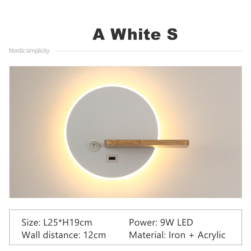 Modern LED Wall Lamp With Switch USB Charging Port Shelf Bedroom Bedside Light Indoor Moon Night Decoration Lighting Fixture