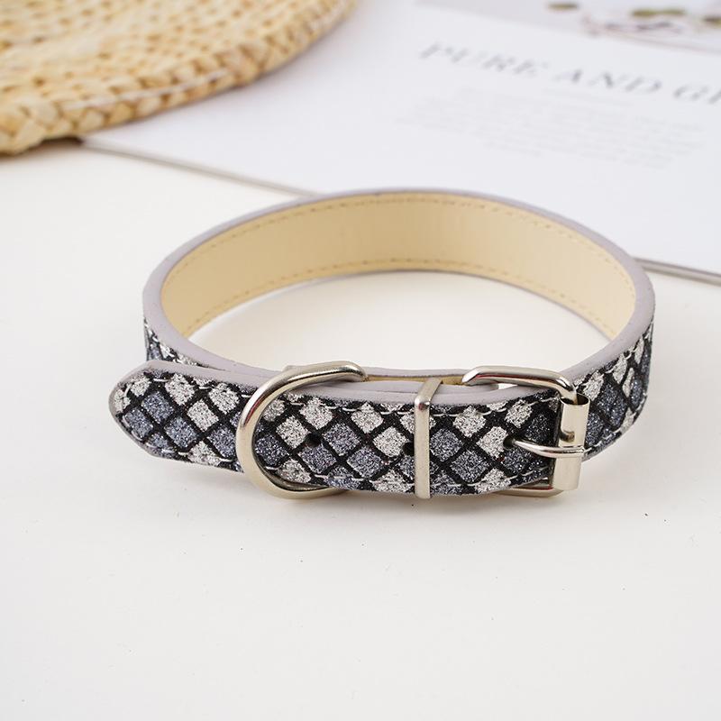 

Ошейник для домашних животных для маленьких и больших собак, ошейники из искусственной кожи, регулируемый клетчатый ошейник со стразами для собак, аксессуары для домашних животных, товары для щенков 20-28cm