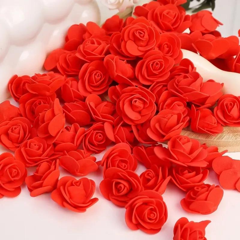 1000/100pcs Mini Foam Rose Head Artificial Rose Flower DIY Wedding Bouquets Party Gifts Valentines Day Party Decoration Supplies