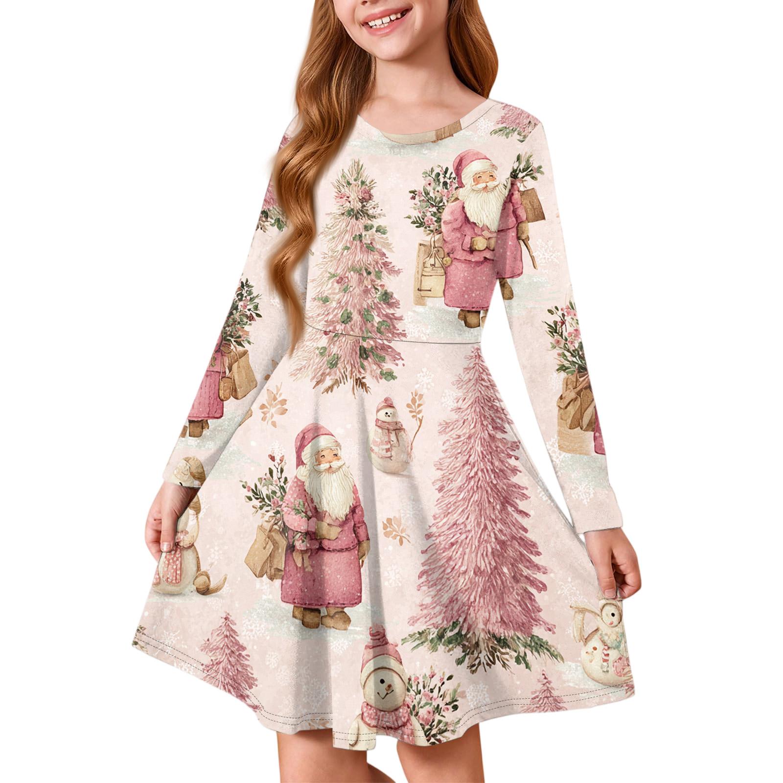 

Платье принцессы для девочек - Платье-футболка А-силуэта с длинным рукавом на Рождество 160