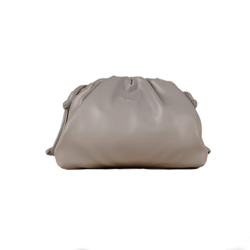 Women's 2024 Soft Leather Pleated Handbag - Evening, Shoulder, and Messenger Bag with Solid Color Texture.