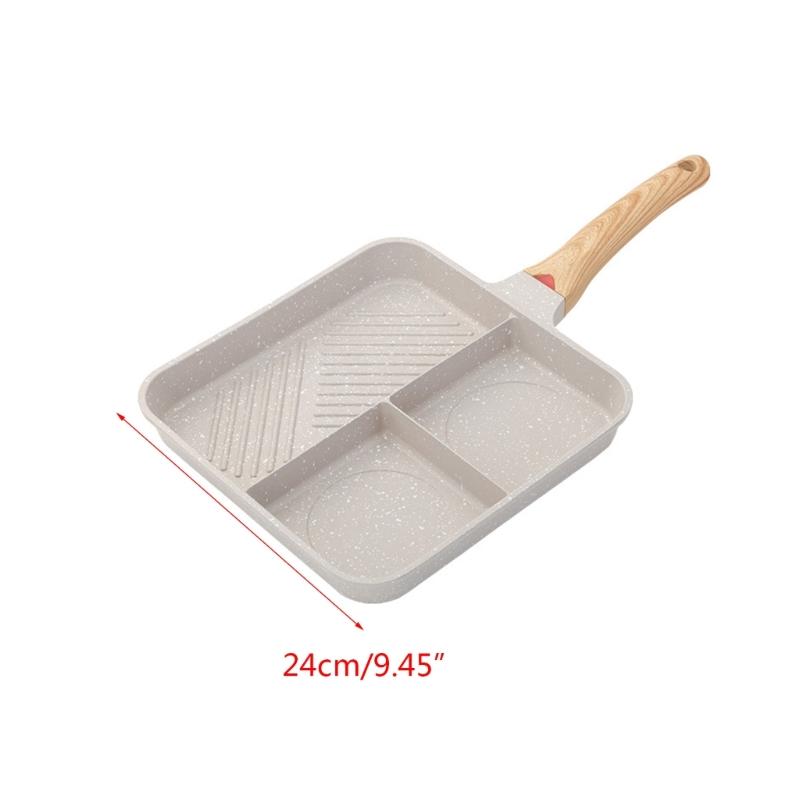 Cooker Divided-Grill Pan Non-Stick-Grill with Heat Resistant Handle 3 Section-Skillet Omelette Pan for Breakfast Pan