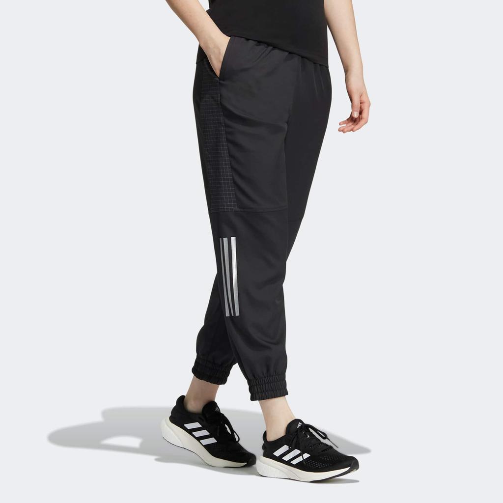 Adidas Logo Striped Print Elastic Waist Jogger Pants Women Bottoms Black HM7086