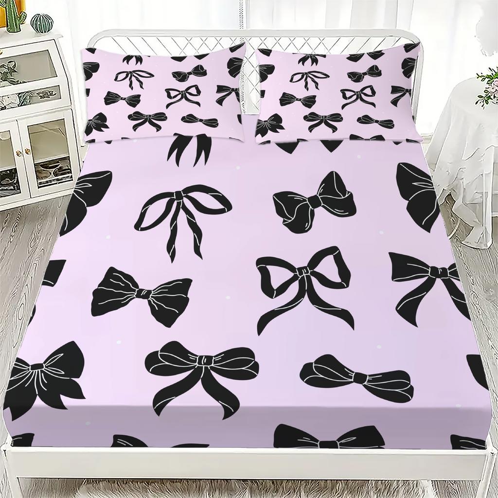 2/3pcs Bowknot Personalized Fitted Sheet Set Bowknot Personalized Bedding Set Comfortable Skin Friendly Cute Style 180x220cm