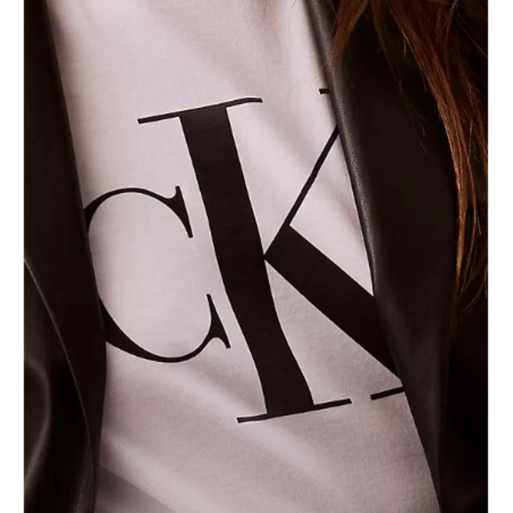 Calvin Klein Buchstabe Weich Atmungsaktiv Locker Rundhals Kurzarm T-Shirt Damen Tops Strahlend Weiß 40WL966-110