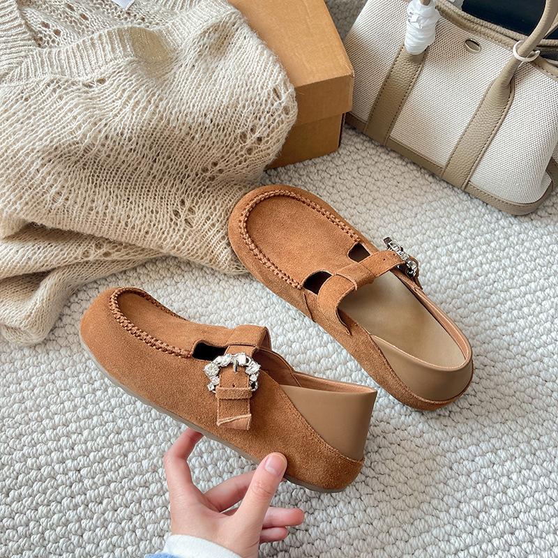 

Retro Boken shoes women s spring 2025 new soft-soled Boken women s shoes loafers Doudou shoes two wear single shoes 40 коричневый