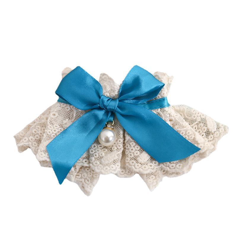 Pet Lace Pearl Collar: Plush Cat Necklace & Cute Dog Saliva Towel