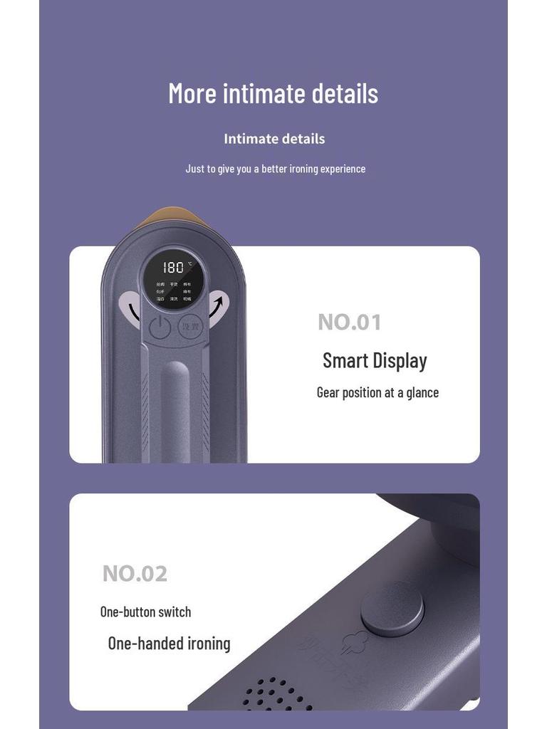 Digital Display Foldable Handheld Steamer: Compact Travel Iron