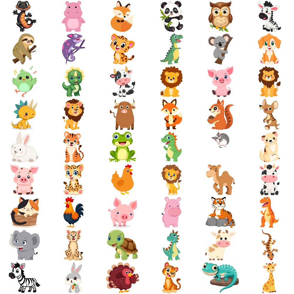 54 шт. Мультяшные животные Временные татуировки Водонепроницаемые Милые Лев Обезьяна Тигр Животные Наклейки на тело Лесные Животные Косплей Поддельные татуировки