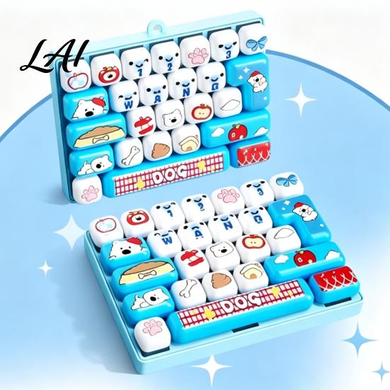 26-Key Keyboard Decor Fidget Toy Animal Theme Push Bubble Keyboard Tactile Pressing Toy Stress Relief Mini for Backpack Purse Charm