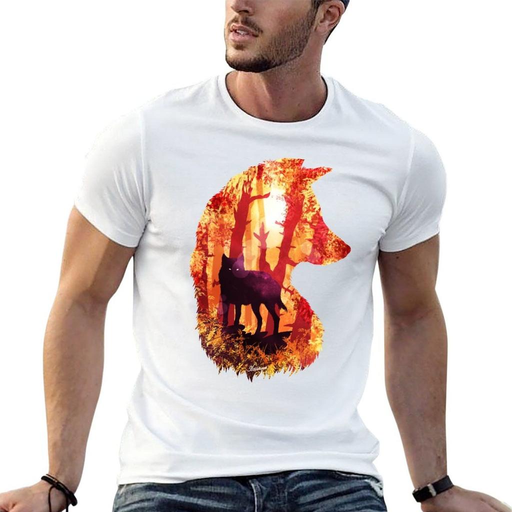 Evening Solace Wolf T-Shirt Plus Size Solid Color T-Shirt