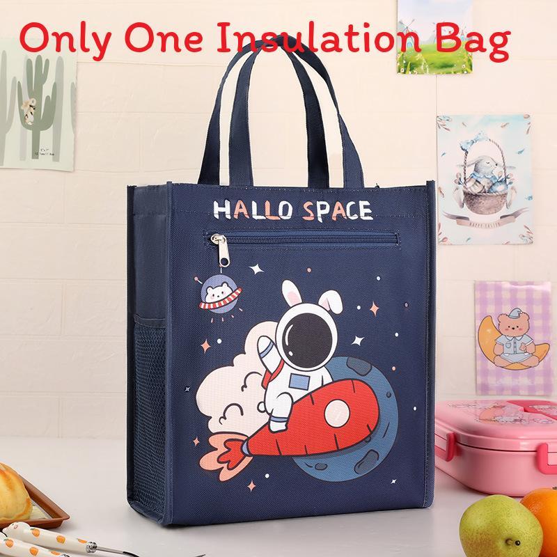 Borsa Pranzo per Bambini in Tessuto Oxford con Tasca per Bicchiere per Scuola e Viaggio