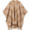 Retro Striped Tassel Korean Cape: High-End Warm Plaid Scarf Shawl