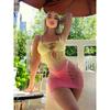 Fashionable Hollow Out Gradient Color Strapless Dress Elegant Erotic Women's Sense Hip Hugging Mini Dress Sweet Tops UEL8