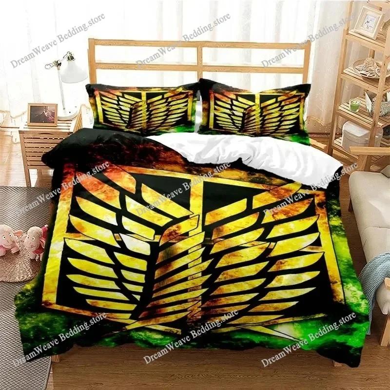 A-Attack O-On T-Titans Duvet Cover Anime Cartoon Bedding Set Boys Girls Bedroom Decoration Kids Gift Single Double Size Luxury Gift